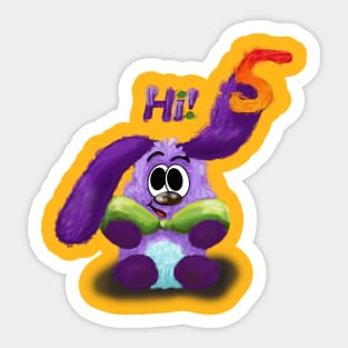 Hi-5, high five cartoon, funny and cute puppy Sticker